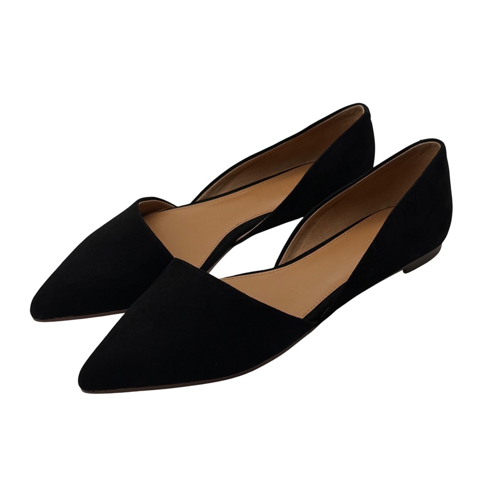 J.Crew Black Suede Zoe D'Orsay Flats Size 8.5 Pointed Toe Sophisticated Work